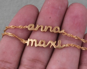 Personalized Name Bracelet: 14kt Gold, Rose Gold & Silver Plated