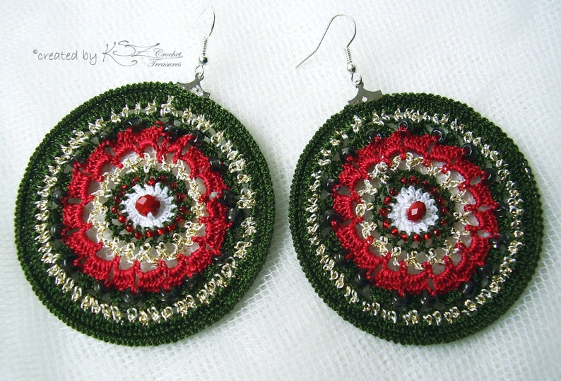 Crochet Earrings Christmas Earrings Handmade Jewelry Etsy