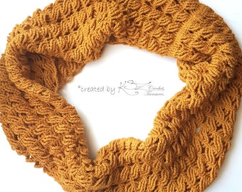 Crochet wrap scarf, Crochet circle scarf, Mustard color scarf, Crochet infinity scarf, Double snood, Neck warmer, Double wrapped snood