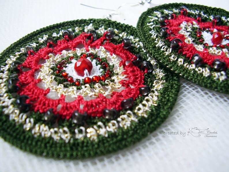 Crochet Earrings Christmas Earrings Handmade Jewelry Etsy