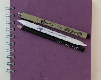 Square White Sketchbook, Black Pen, Pencil & Tortillion Kit 