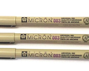 Sakura micron 003 black fine liner pens pack of 3