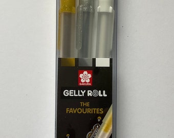 Sakura mixed Gelly roll, Gold, Silver & White pack x3 08 nib pens