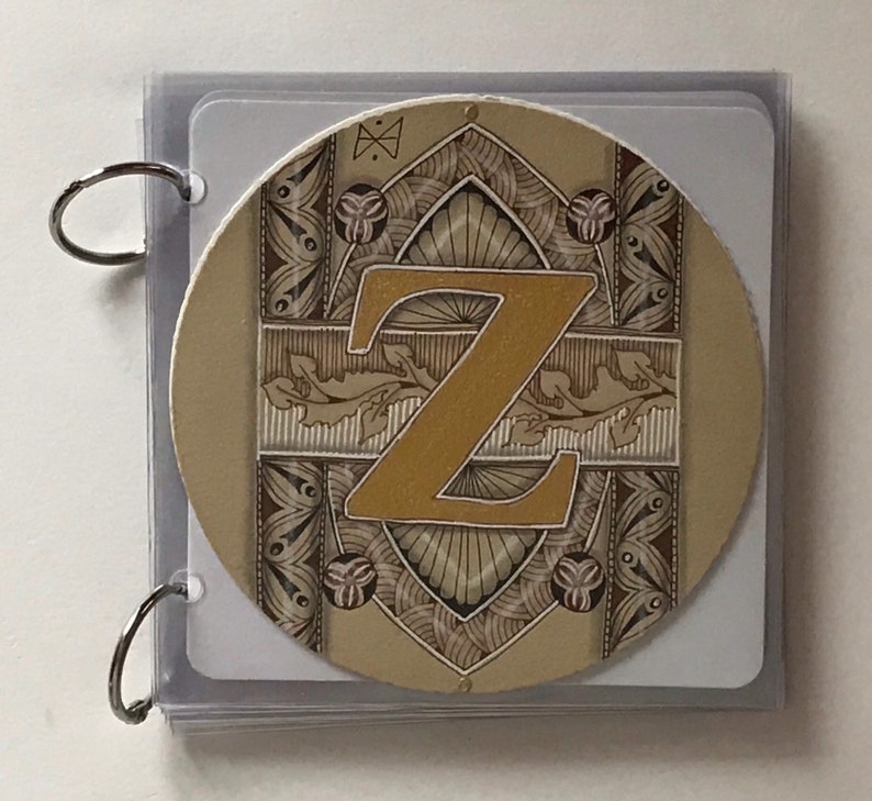 Plywood mini album with clear plastic sleeves for Zendala & Apprentice sized Zentangle Tiles 画像 8