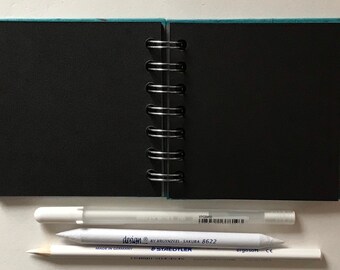 Mini Sketchbook With Black Paper, White Gelly Roll Pen, White