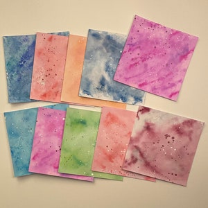 Lot de 10 tuiles d'art carrées colorées à l'aquarelle
