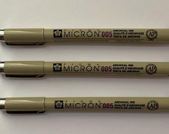 Sakura micron 005 black fine liner pens pack of 3