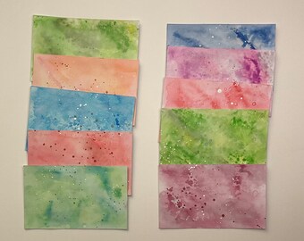 Watercolour stained rectangle card art tiles pack 10