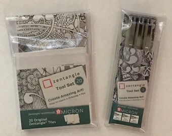 Zentangle White Tiles & Fineliner Kit