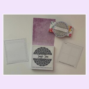 Handmade notepad with white card and printed squares for Tanglers