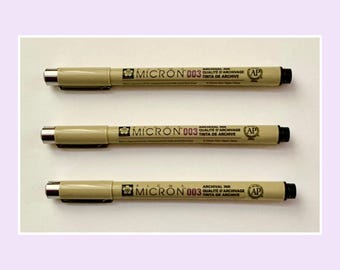 Sakura micron 003 black fine liner pens pack of 3