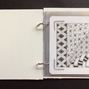 Plywood mini album with clear plastic sleeves for Zendala & Apprentice sized Zentangle Tiles image 6