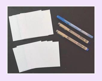 10 square Blue coloured artist Tangle Tiles with x3 pens set
