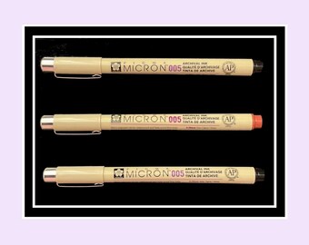 Sakura micron 005 X2 black, X1 Brown super fine liner pens pack of X3