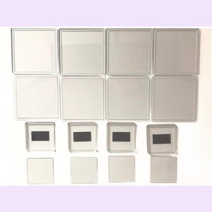 Square plastic coasters and magnets  (Set of x4 of each)