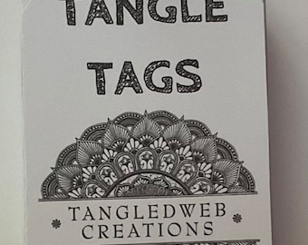 Tangle Tags 50 Rectangular shaped Zentangle pattern tags with a binder ring