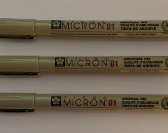Sakura sepia 01 micron fineliner pens pack of 3