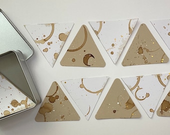 Square tin and x10 coffee stained triangle shaped art Tiles