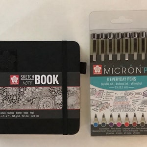 Mini Sketchbook With Black Paper, White Gelly Roll Pen, White Pencil &  Tortillion Kit 