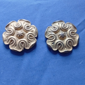 2 Vintage French Round Brass Picture Hook Covers – Rosettes
