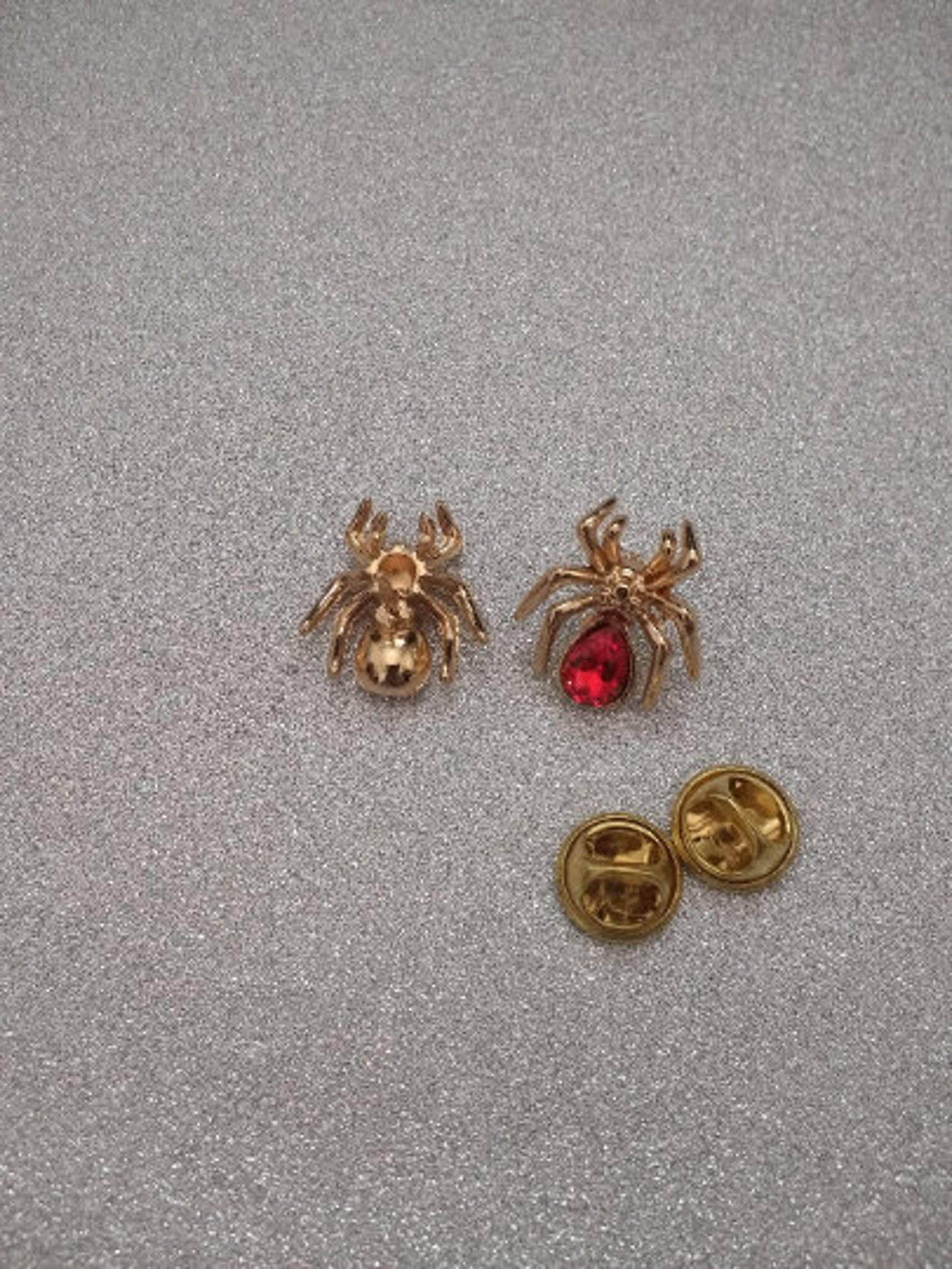 Pair of Spider Collar Pins....Red Spider Pins.. Etsy