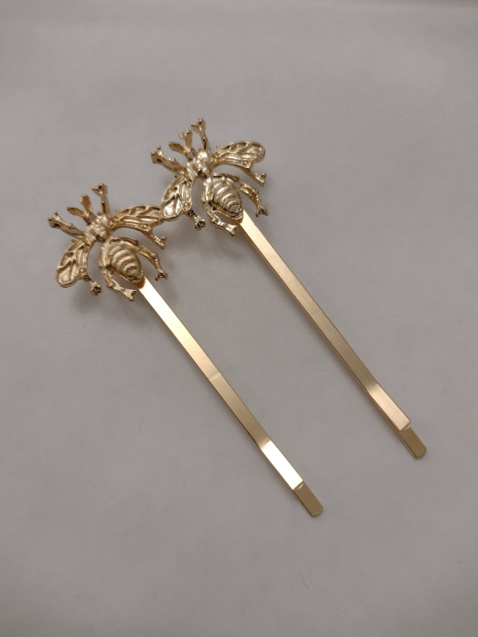 2 Beautiful Bee Hair clips. Honey Bee Hair Slides. Gold Hair Etsy