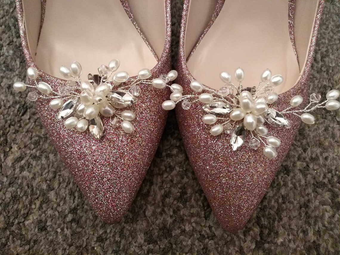 Pair of Pretty Pearl Shoe Clips....Hand Wired Pearl and Etsy