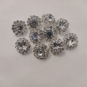 10 Sparkly Rhinestone Buttons. Shank Buttons...15 mm Buttons UK.