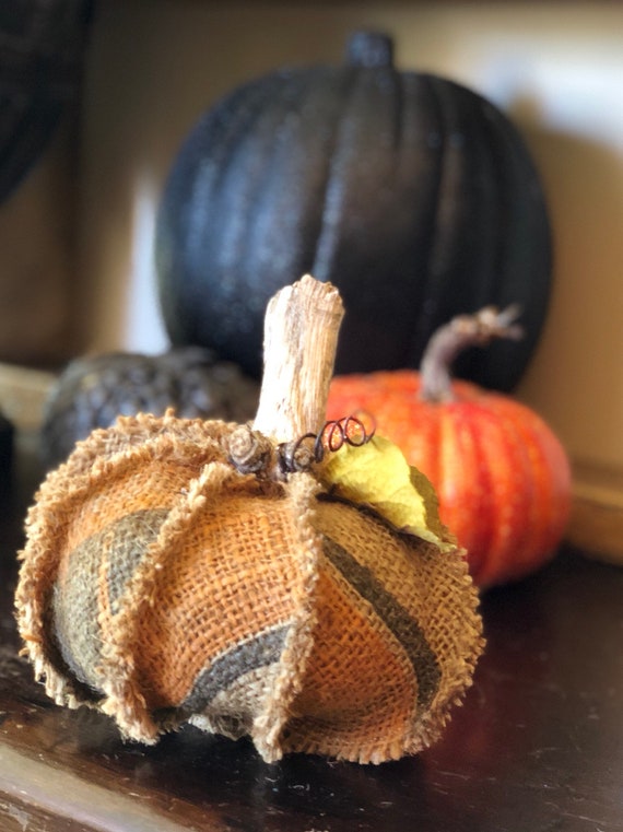 Burlap Pumpkin Fall Decor Home Decor Upcycled Coffee Sack Halloween Thanksgiving Decoration Coffee Gift Farmhouse Decor Shabby Chic