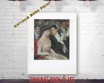 Victorian Art Print 1910 Color Lithograph The Last Waltz Together Antique Book Print by Clarence Underwood Original Book Plate