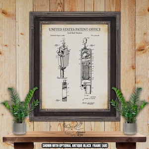 Octrooiprint golfbal wasmachine - 1963 golfbal wasmachine illustratie - retro golfing uitvinding poster - golfer cadeau idee - man Cave Wall Decor