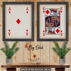 Aas en koning van diamanten speelkaart Fine Art Prints - Big Slick pokerkaartposters - Black Jack Art - pokerspeler cadeau - kaartspeler cadeau