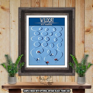 Wildcat New Hampshire retro skiresort poster - sneeuwskiër cadeau - rustiek ski decor - snowboarder cadeau - ski patrouille cadeau - ski print