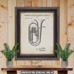 Tuba Patent Print - 1888 Tuba Poster - Brass Instrument Invention - Music Wall Art - Music Studio Decor - Tubaist Gift - Music Teacher Gift