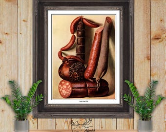 Sausage Print - Sausage Poster Art - Kitchen Wall Art - Sausage Varieties Print - Butcher Shop Decor - Restaurant Wall Decor - Foodie Gift