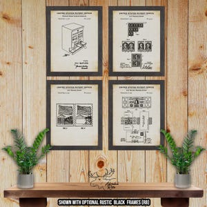 Lot de 4 imprimés de timbres-poste - Posters de timbres-poste - Décoration murale de bureau de poste - Cadeau de transporteur postal - Inventions des services postaux