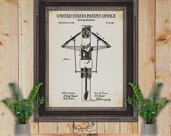 Rowing Machine Patent Print - Home Gym Poster - 1900 Fitness Equipment Invention - Gym Wall Decor - Fitness Enthusiast Gift - Exercise Art