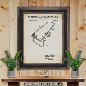 Camping Cot Patent Print - 1965 Camping Gear Print - Retro Camping Poster Art - Camper Gift Idea - Camping Wall Decor - Tent Cot Print