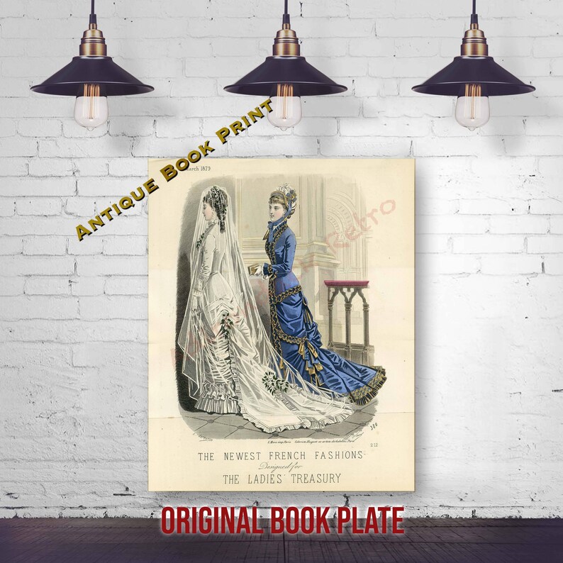 Vintage Print The Newest French Fashions March 1879 Antique Ladies Treasury Fashion Book Print Original Book Plate Color Lithograph