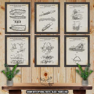 Water Skiing Patent Print Set of 6 - Water Ski Poster Set - Water Skiing Inventions - Waterskier Gift - Historic Patent Drawings