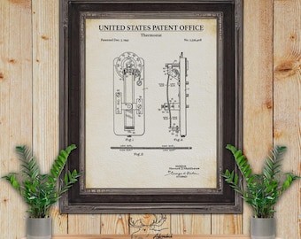 Thermostat Patent Print - 1943 HVAC Invention - Vintage HVAC Poster - HVAC Technician Gift - Repair Shop Wall Art - Heating Contractor Gift