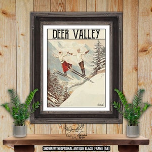 Deer Valley Utah Retro Ski Resort Art Print - Snow Skier Gift - Rustic Ski Lodge Wall Decor - Snowboarder Gift - Ski Patroller Gift