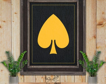 Spades Playing Card Suit - Black & Gold Fine Art Print - Poker Night Decor - Poker Player Gift - Game Room Art - Card Player Gift
