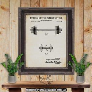 Barbell Patent Print - Home Gym Poster - 1948 Weightlifting Invention - Gym Wall Decor - Fitness Enthusiast Gift - Dumbbell Wall Art