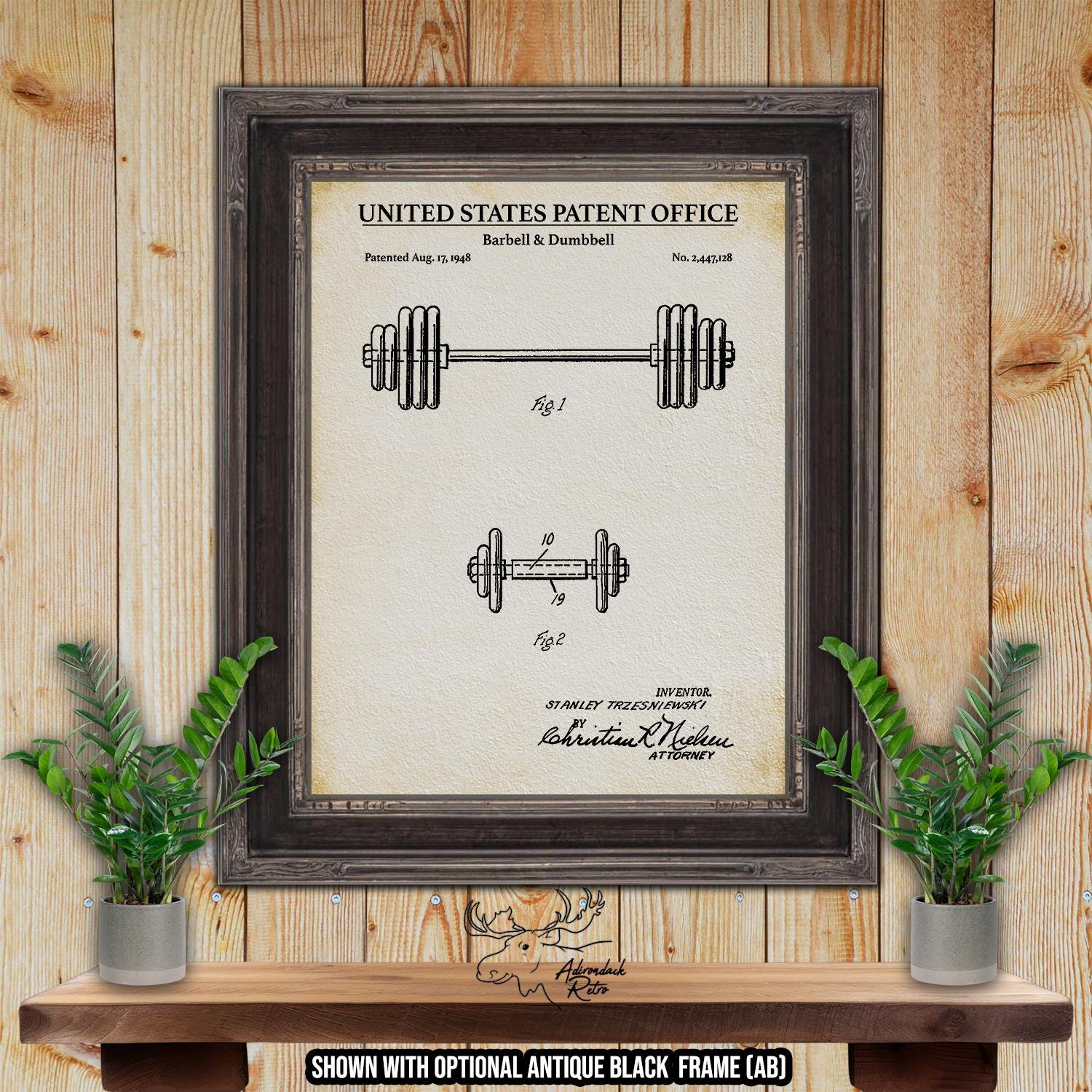 Barbell Patent Print - Home Gym Poster - 1948 Weightlifting