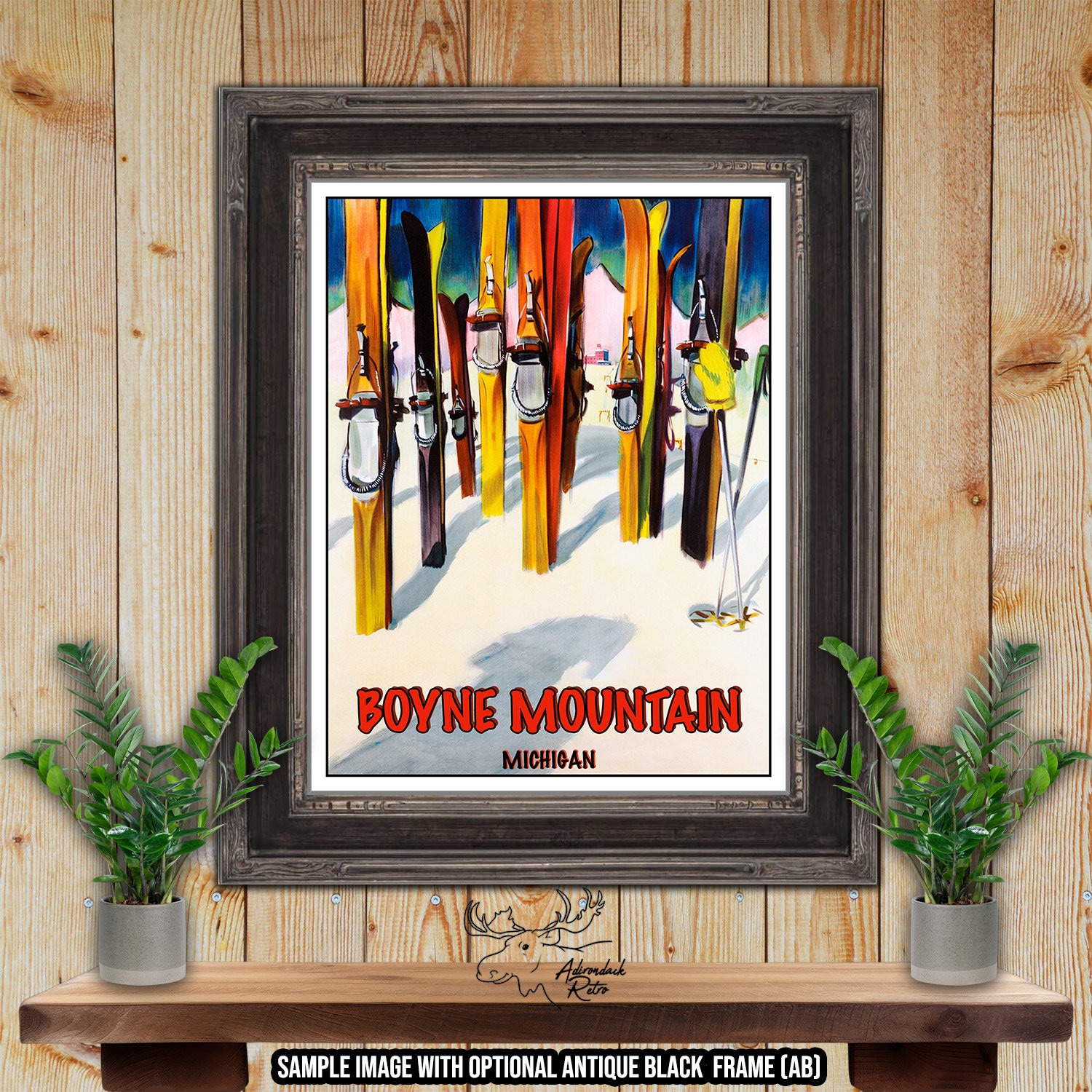 Boyne Mountain Michigan Retro Ski Resort Poster - Snow Skier Gift