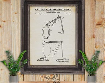 Impresión de patente de soporte para patear balón de fútbol - Póster vintage de fútbol - Invención de fútbol de 1981 - Decoración de pared de fútbol - Regalo para aficionado al fútbol