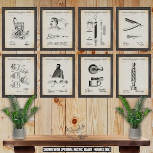 Barbershop Patent Print Set of 8 - Haircut Inventions - Hair Styling Posters - Barbershop Salon Decor - Barber Gift - Hair Stylist Wall Art