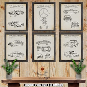 Lot de 6 imprimés de brevets automobiles allemands - inventions de voitures étrangères vintage - cadeau de type automobile - affiches de voitures allemandes classiques - cadeau de mécanicien automobile