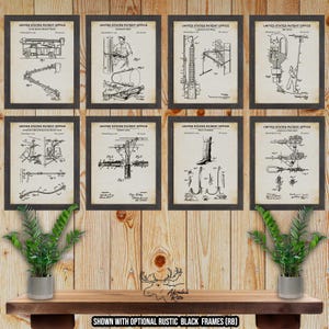 Lineman Patent Print Set of 8 - Lineman Posters - Lineman Inventions - Utility Company Decor - Lineman Gift - Journeyman Gift